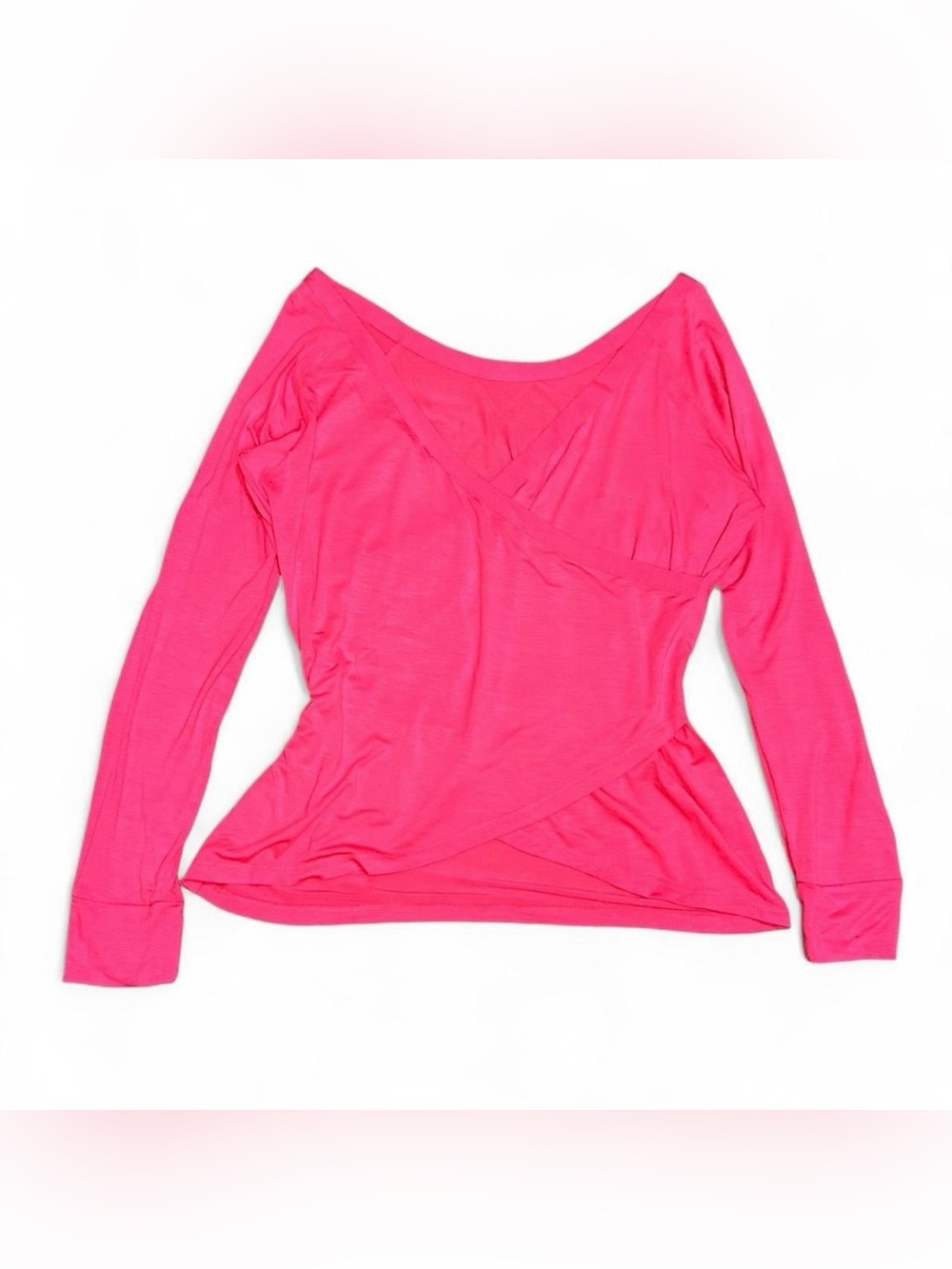 Women’s Hot Pink Long Sleeve Wrap-Style Top